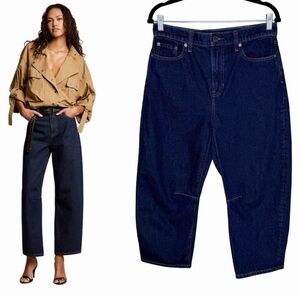 Banana Republic Mid Rise Barrel Jeans Size 
28 Petite Dark Rinse Cropped FA 2025